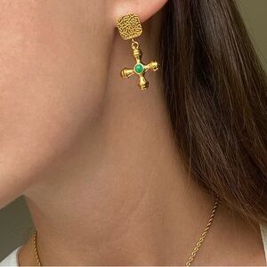 24K Gold Cross Earrings*Vintage Earrings*Waterproof and Sweatproof